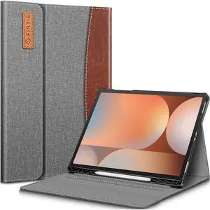 Fintie Case for Samsung Galaxy Tab S10 Plus 2024/ S9 FE Plus 5G 12.4 Inch 2023 with Built-in S Pen Holder, Multiple Angle Portfolio Business Cover with Pocket Auto Sleep/Wake, Gray/Brown