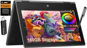 HP Chromebook Pro X360 Fortis 11 2-in-1 Laptop (11.6" Touchscreen, Intel Processor, 4GB RAM, 160GB Storage), Ruggedized & Spill-Resistant, Convertible, Students & Education, Webcam, Chrome OS