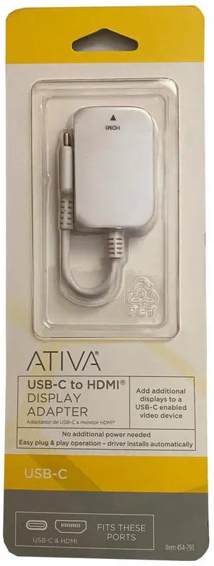 ATIVA HDMI to USB Type C Male to Female Adapter
