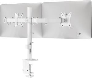 Mount-It! Dual Monitor Mount for Desk, Adjustable Tilt Swivel on Double Monitor Mounts for Screens up to 32", Dual Monitor Arms for 2 Monitors, VESA 75x75 and 100x100 C-clamp & Grommet in White