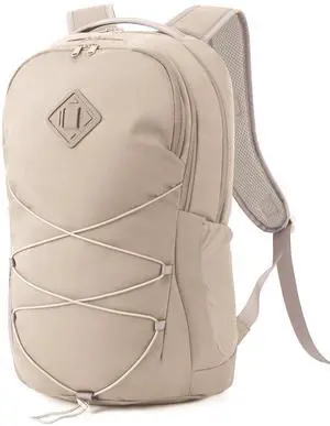 WANDF 15.6-Inch Laptop Backpack for Women Men Airline Approved Water Resistant Lightweight Travel Bag Casual Backpack for Weekender Business with Whistle Buckle & Elastic Strap (Khaki)