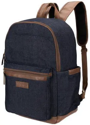 Wrangler Powell Backpack for Travel Classic Logo Water Resistant Casual Daypack for Travel with Padded Laptop Notebook Sleeve (Denim)