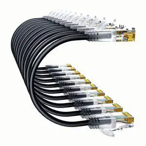 10Gsupxsel Cat6a Patch Cables 20ft (10 Pack) Slim, Cat6 Ethernet Patch Cable Pure Copper, Flexible Cat 6 Patch Cable 550MHZ 10G, Space-Saving Cat 6A Network Cables for Patch Panel, Black