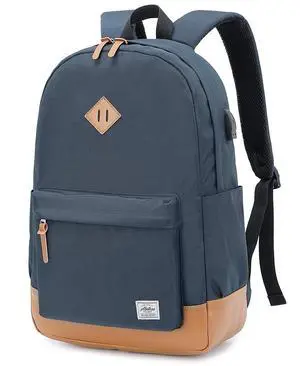 abshoo Classical Basic Womens Travel Backpack For College Men Water Resistant Laptop School Bookbag (USB Navy)