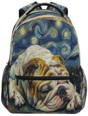 ALAZA French Bulldog Dog Backpack Daypack School Bag Travel Shoulder Bag for Students Boys Girls