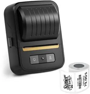 Anycash Label Maker Machine with Tape, Bluetooth Label Maker, Portable Thermal 2 Inch Label Printer for Small Business, Barcode, Address, Logo, Clothing, Sticker Printer for Phones, Black