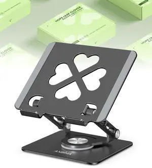 Axbima Tablet Stand for iPad,360deg Rotating Desktop Holder - Aluminum Adjustable & Foldable Desk Holder for iPad Pro 12.9/11,Air 10.9,Samsung Tab S9,Portable Home/Office,Gift for Mom,Teens,Black