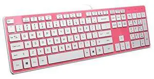 B.FRIENDIT Wired USB Keyboard, Comfortable Quiet Chocolate Keys, Durable Ultra-Slim Wired Computer Keyboard(QWERTY) for PC, Windows 11/10/8/7/XP/Vista KB1430 - Pink