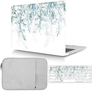 Case Compatible with MacBook Air 13 Retina 2020 2019 2018 Release A2337 M1 A2179 A1932, Printed Hard Shell & Keyboard Cover & Laptop Sleeve for MacBook Air 13 inch with Touch ID, Leaves