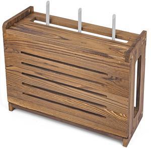 BEARUT Wooden Router Shelf Wall Mount WiFi Router Storage Box Modem Cable Router Cover Organized Power Strip Cable Management Hider Rack Need Assembly 14.9 * 9.8 * 5.4 in (L* H * W)
