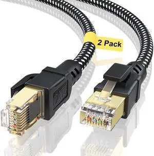 BUSOHE Cat 8 Ethernet Cable 10FT 2Pack, Braided