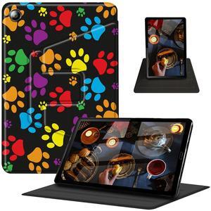 Case for  Kindle Fire 7 Tablet (9th/7th/5th Generation, 2019/2017/2015 Release) 360 Degree Rotating Swivel Stand PU Leather Cover with Auto Wake Sleep, Multicolor Dog Paw