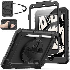 Cantis Case for iPad 9th/8th/7th Generation with Screen Protector, iPad 10.2 Case 2021/2020/2019 with 360 Degree Rotating Stand/Shoulder Strap/Pencil Holder, Black