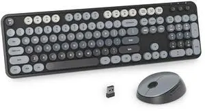 Ussixchare Wireless Keyboard and Mouse, Cute Keyboard and Mouse Combo, Full Size Typewriter Keyboards with Number Pad, Colorful Key Board for Pc Laptop(Black Colorful)