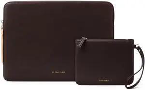 Comfyable Leather Laptop Sleeve with Accessory Pouch Compatible with 16 Inch MacBook Pro M4 2024 & 15 Inch MacBook Air M3 2024 A3114 (Loose Fit) M2 2023, Chocolate