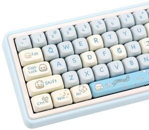 COOMICKEY MOA Keycaps, PBT Keycaps, 148 Keys Blue White Cute Custom Gaming Keycap Set Dye Sublimation for ANSI Layouts Cherry Gateron MX Switches Mechanical Keyboard(Blue Cat)