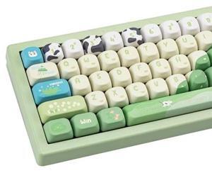 COOMICKEY Cute Green MOA Profile PBT Keycaps Set, 130 Keys Dye Sublimation Custom Keycaps for MX Switch Gaming Mechanical Keyboard Keycap for ANSI Layout