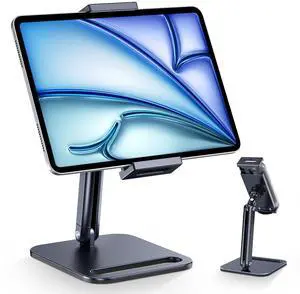 CreaDream Tablet Stand, Heavy Aluminum Tablet Holder for Desk with Adjustable 360deg Swivel Bracket, Compatible with iPad Pro/Air/Mini, Galaxy Tab, Surface Pro, Kindle Fire 4.7''-13", Black