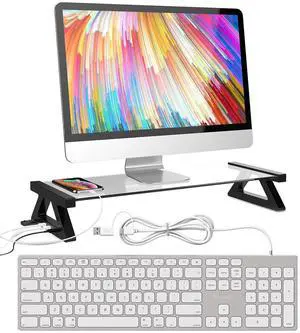 iMac Stand/Riser Plus 3-in-1 USB Hub Docking and Fully Aluminum Wired Keyboard Compatible with Mac OS