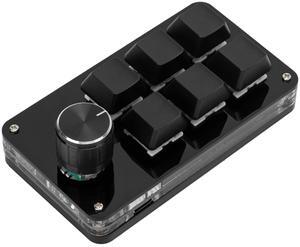 Mini, Mini,Macropad,Mini,One Handed Mechanical One Keyboard Multifunction 6 Key Keyboards Mini Gaming Keypad Shortcut Programmable with Knob Black Matte Glossy (All