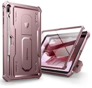 Dexnor Case for Samsung Galaxy Tab S8+ Plus(2022)/Galaxy Tab S7+ Plus (2020) 12.4 Inch, [Built in Screen Protector & Kickstand] with Pen Holder Heavy Duty Shockproof Full Body Protective Cover-Pink