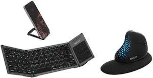 DeLUX Full Size Folding Keyboard and Wireless Ergonomic Mouse Combo