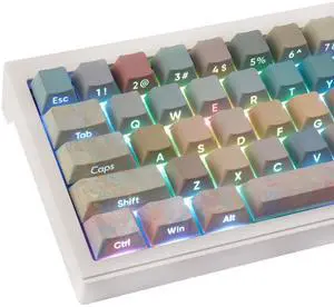 JOMKIZ Keycaps,135 Keys Dye Sublimation Cherry Profile Keycaps Side Engraved Transparent PBT Keycap Set for Cherry MX Switches ASIN/ISO Layout Mechanical