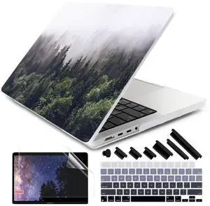 DONGKE for M4 MacBook Pro 16 Inch Case 2024 2023 2021 A3403 A3186 M3 A2991 M2 A2780 M1 A2485 Pro/Max Chip, Plastic Hard Shell Case & Keyboard Cover for Mac Pro 16 with Touch ID, Forest