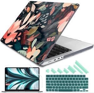 DONGKE for M4 MacBook Pro 16 Inch Case 2024 2023 2021 A3403 A3186 M3 A2991 M2 A2780 M1 A2485 Pro/Max Chip, Plastic Hard Shell Case & Keyboard Cover for Mac Pro 16 with Touch ID, Painted Florals