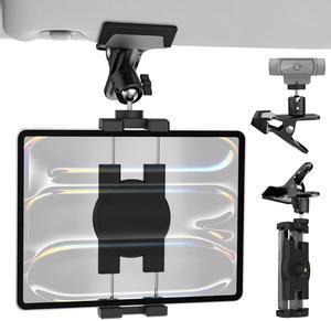 Dosvsi Sun Visor Tablet Holder for Car, Metal Clip Truck Visor Tablet Mount, 360deg Rotating Visor Phone Clamp Mount with 1/4" Screw, for iPad Pro Air Mini, Galaxy Tab, iPhone, Camera, 4-11" Tablets