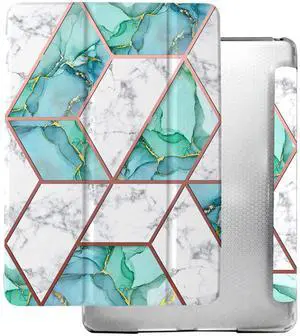 DuraSafe Cases for iPad 5 2017 /iPad 6 2018 [iPad 5th 6th ] 9.7 Inch A1893 A1954 A1822 MP252LL/A MPGA2LL/A MRM52LL/A MR702LL/A Magnetic Dual Angle Stand Honeycomb Pattern Printed Cover - Marble Green