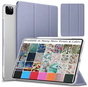 DuraSafe Cases for iPad PRO 11 Inch 2nd 3rd 4th [ PRO 11 2020 2 2021 3 2022 4 Gen ] A2759 A2435 A2761 A2762 A2377 A2459 A2228 A2068 A2230 A1980 Trifold Hard Smart PC Translucent Back Cover - Gray