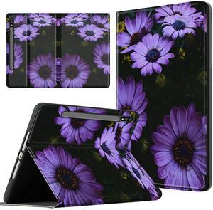 Case for Samsung Galaxy Tab S8 Plus 2022/ Tab S7 FE 5G 2021/ Tab S7 Plus 2020 Tablet 12.4 Inch, Premium PU Leather Case Ultra Slim Fit Shockproof Stand Folio Cover, Purple Flower Floral