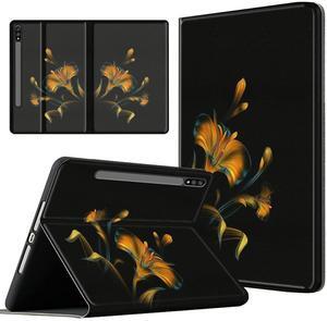 Case for Samsung Galaxy Tab S8 Plus 2022/ Tab S7 FE 5G 2021/ Tab S7 Plus 2020 Tablet 12.4 Inch, Premium PU Leather Case Ultra Slim Fit Shockproof Stand Folio Cover, Shining Flower
