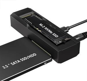 M.2 NVMe SSD Enclosure Adapter, 10 Gbps SATA & M.2. NVMe Dual Bay Offline Clone USB-C Adapters Supports M2 and SSDs, 3.5"" /2.5"" SATA SSD