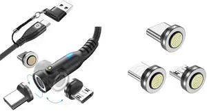 360 Pro 100w Magnetic Charger & USB C + Micro + IP Tips 3pcs