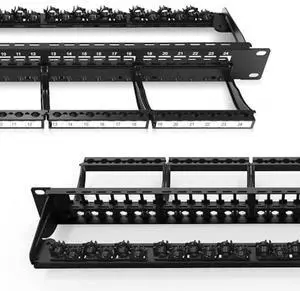 Enmane Patch Panel 24 Port Blank Keystone Patch Panel RJ45 Patch Panel with Smart Cable Management for 19 inch Rack Mount (Shielded)