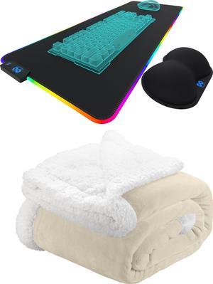 Everlasting Comfort Gaming Mouse Pad & Sherpa Fleece Blanket Bundle- Enhance Comfort and Coziness in Gaming and Relaxation