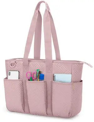 Fasrom Women's Large Tote Bag - Work Bag with Laptop Compartment, Pink