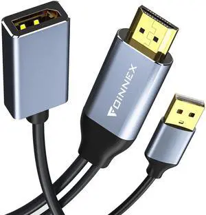 FOINNEX HDMI to DisplayPort Adapter, Unidirectional 4K@60Hz Male to Female Compatible With Computer to DP Monitor (USB for Power)