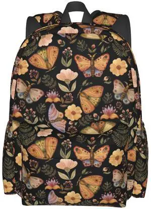 FREEHOTU Moth Butterfly Witchy Backpack For Men Women With Adjustable Padded Shoulder Straps Daypack For College Travel