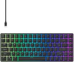 FOXXRAY HKM-S93 Hot-Swappable Mechanical Keyboard with Blue Switch, RGB Backlit Wired Gaming Keyboard, Double Shot Keycaps, Detachable Type-C Cable, 84 Key Layout Mini Size