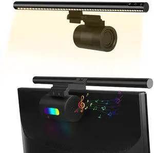 Gabujau Computer Speakers for Desktop PC, Monitor Light Bar with External Speaker, USB Power, Bluetooth or 3.5mm Importation, 2 in 1