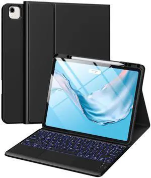 Harvopu for iPad Air 13 inch & Pro 12.9 Case with Keyboard - Multi-Touch Trackpad, 7 Colors Backlit, Detachable Folio Keyboard Cover for iPad Pro 12.9 (6th, 5th, 4th, 3rd gen), Air 13 M3/M2 (Black)