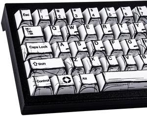 Heykit PBT Keycaps - Japanese Manga Theme Keycaps for 60%, 65%, 75%, 100% Keyboard, 131 Keys Dye-Sub Custom Cherry Profile Keycap, Minimalist Style Key Caps for Cherry MX Mechanical Keyboard, White