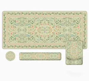 iLeadon Mouse Pad with Wrist Rest, Non-Slip Desk Mat for Keyboard and Mouse, Mouse Pad Sets for Women Desk, Wrist Pads for Keyboard, Floral Mat for Home Office (Green)