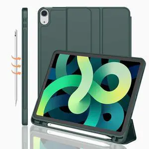 iMieet iPad Air 11 Inch Case M3(2025) / M2 (2024), iPad Air 5th/4th Generation Case 2022/2020 10.9 Inch with Pencil Holder,Trifold Stand Smart Case with Soft TPU Back(Midnight Green)