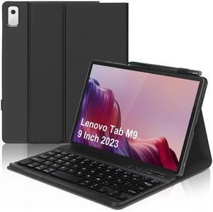 Keyboard Case for Lenovo Tab M9 9 Inch 2023 (TB-310FU/TB-310XU), 7 Colors Detachable Wireless Bluetooth Keyboard & PU Folio Stand Cover Case for Lenovo Tab M9 9" 2023,Black(Backlit)