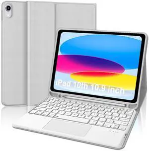 for iPad 11th Gen A16 11inch 2025 & 10th Gen 10.9 inch 2022 Case with Keyboard, Multi-Touch Trackpad, Detachable Wireless Bluetooth Keyboard, Thin & Light Folio Smart Cover Case, Rechargable, Grey