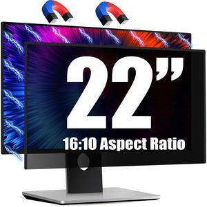 Magnetic Invisible Hidden Design Computer Privacy Screen Filter 22 Inch for Frameless Monitor 16:10 Aspect Ratio, Removable Anti Glare Blue Light Protector, Double Sided Reversible Eye Care Film